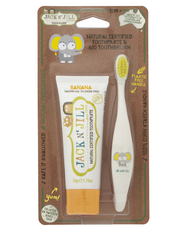 Tooth Buddy Pack -  Natural Toothpaste Banana + Bio Toothbrush Ellie - Wellbeing Island - AU